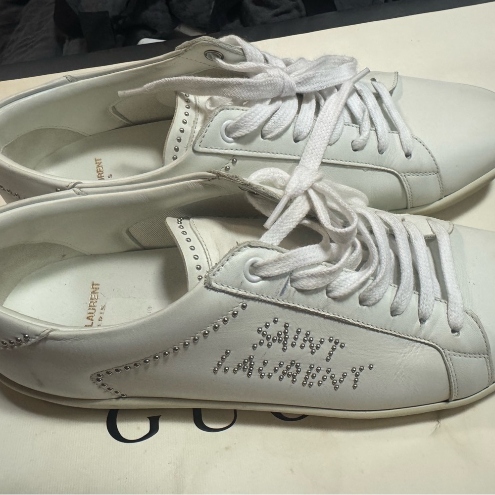 Saint Laurent White Studded Sneakers